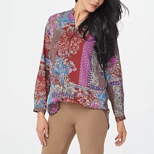 Joan Rivers Patchwork Print Textured Blouse